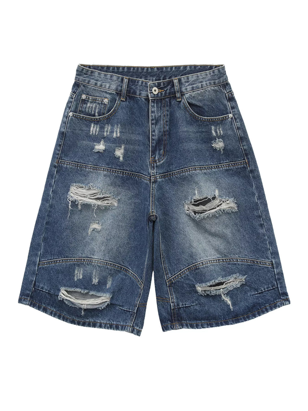 Men's Distressed Loose-Fit Denim Shorts