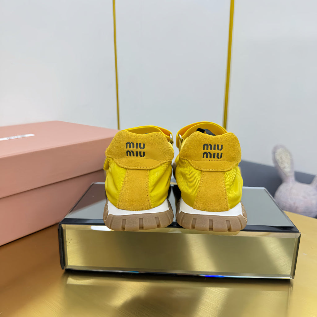 BALLERINAS SHOES IN YELLOW TYRE TECHNICAL FABRIC AND SUEDE
