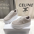 BLOCK SNEAKERS WITH EMBROIDERED TRIOMPHE IN MALIBU BEIGE SUEDE