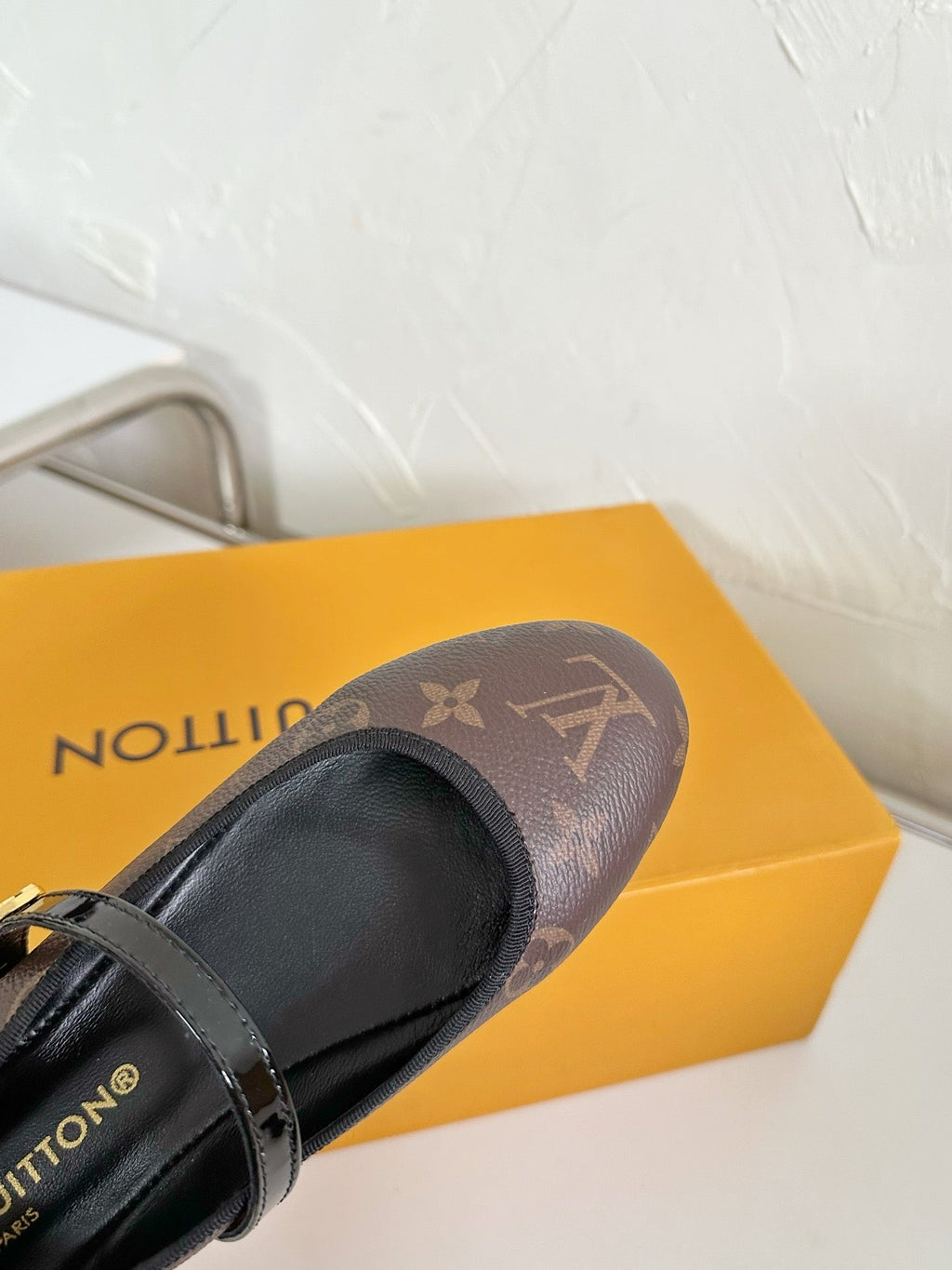 ROMY FLAT BALLERINA IN BROWN MONOGRAM CALFSKIN
