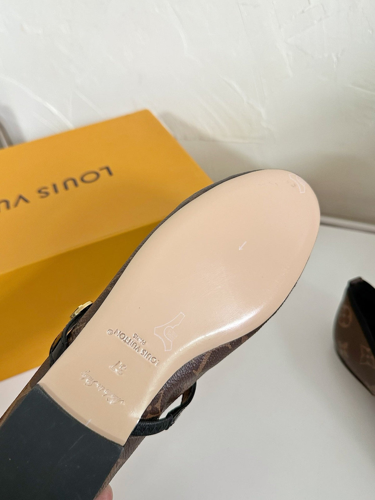ROMY FLAT BALLERINA IN BROWN MONOGRAM CALFSKIN