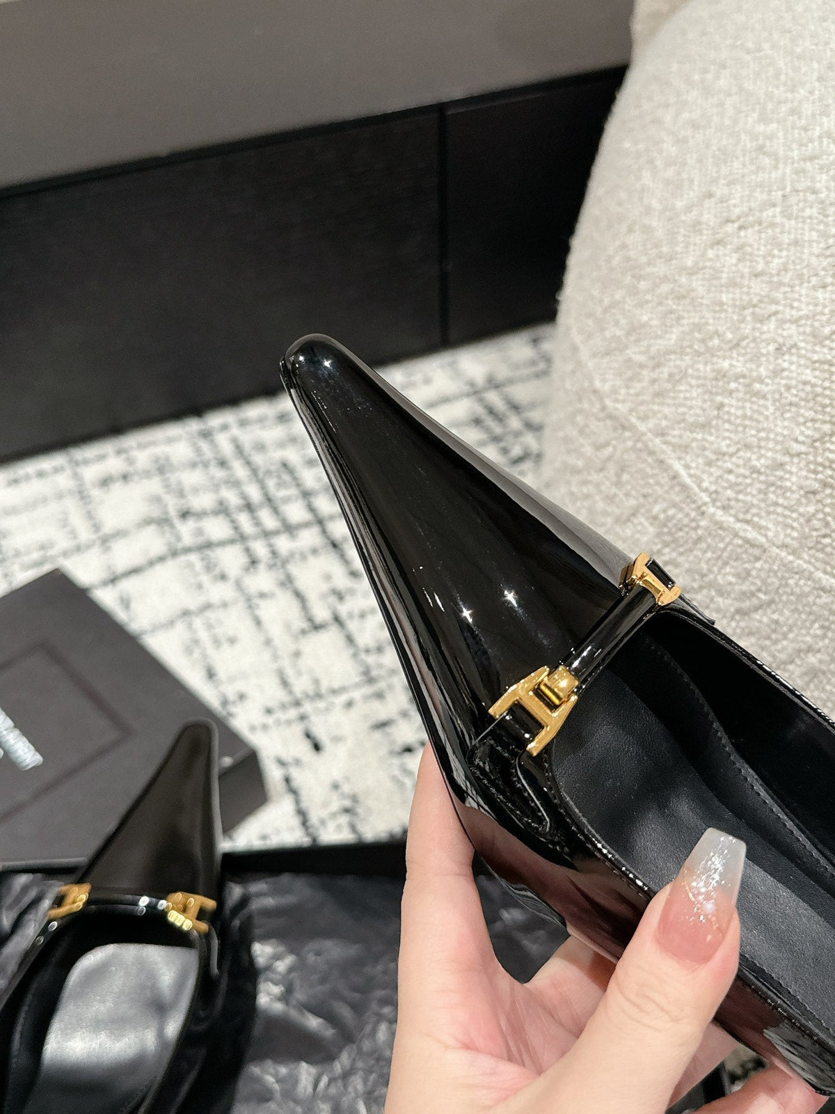 SL CARINE SLINGBACKS PUMP 45 BLACK CALFSKIN