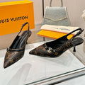 6AM SLINGBACK HIGH HEELS 55 MM IN CHOCOLATE BROWN MONOGRAM LAMBSKIN