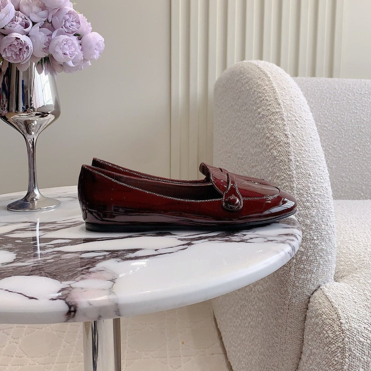 Reddish Brown Loafer Shoes Sheepskin