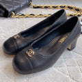 PUMP ROUNG TOE IN BLACK SHEEPSKIN