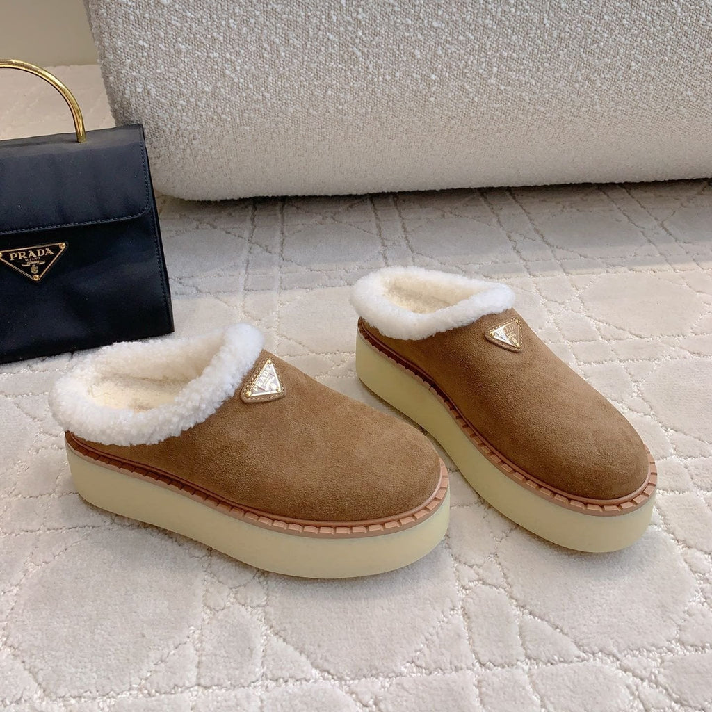 PRA MULES SHEARLING LINING IN TAN SUEDE