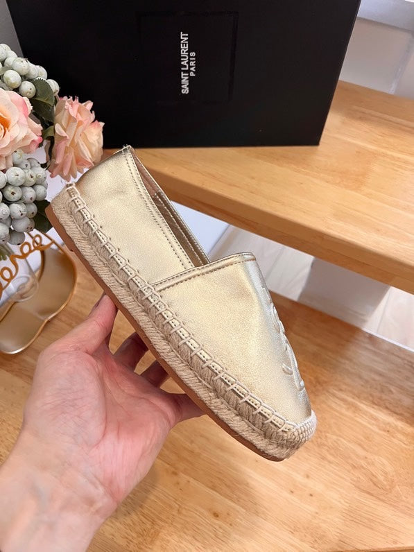 SL YVES EMBOSSED LOGO SLIP ON GOLD CALFSKIN