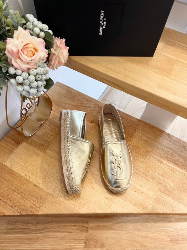 SL YVES EMBOSSED LOGO SLIP ON GOLD CALFSKIN