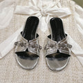 CAGOLE FLAT SANDALS IN SILVER WAX-OIL SHEEPSKIN
