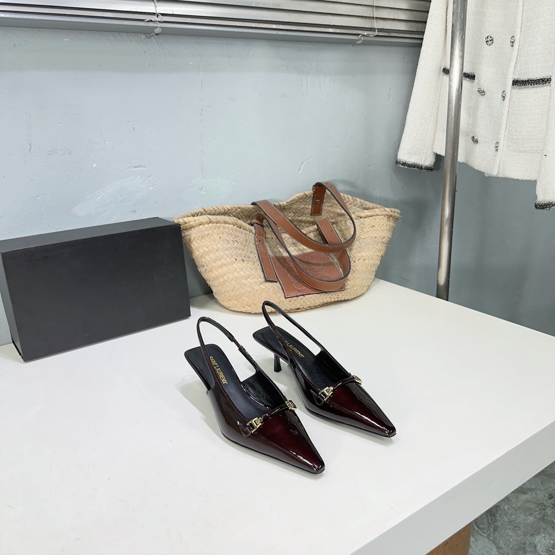 SL CARINE SLINGBACKS PUMP 60 WINE CALFSKIN