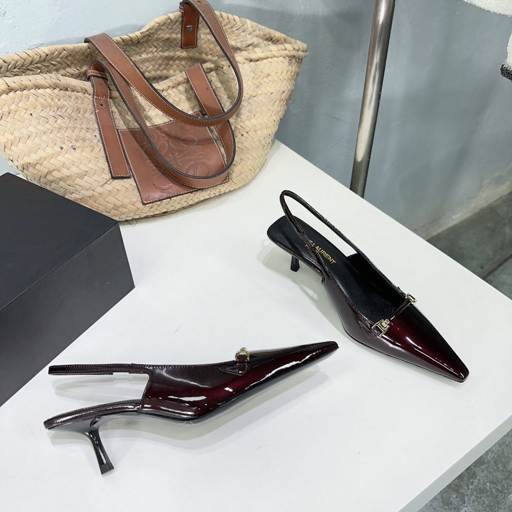 SL CARINE SLINGBACKS PUMP 60 WINE CALFSKIN