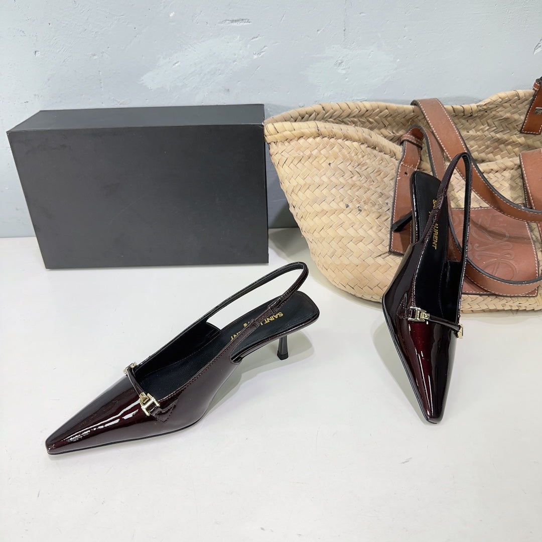 SL CARINE SLINGBACKS PUMP 60 WINE CALFSKIN