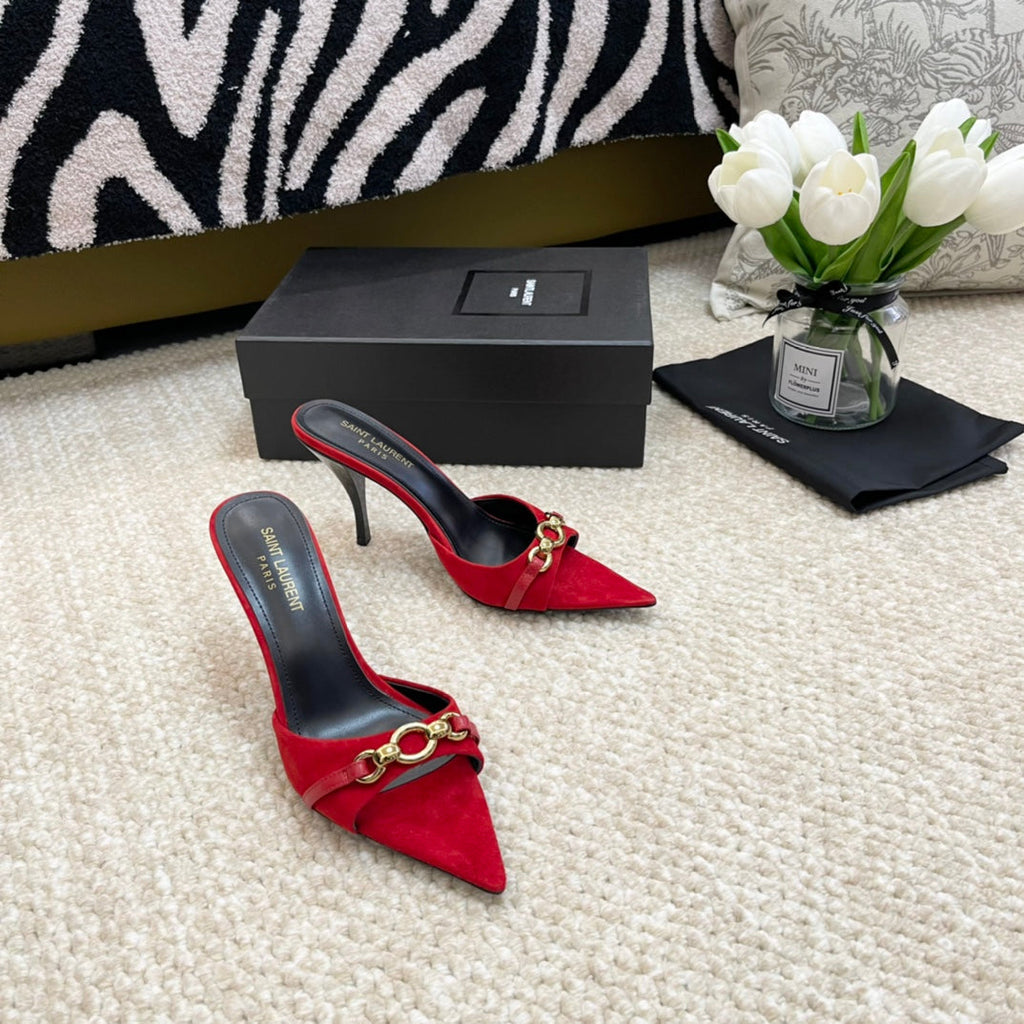 SL LINK MULES PUMP RED VELVET