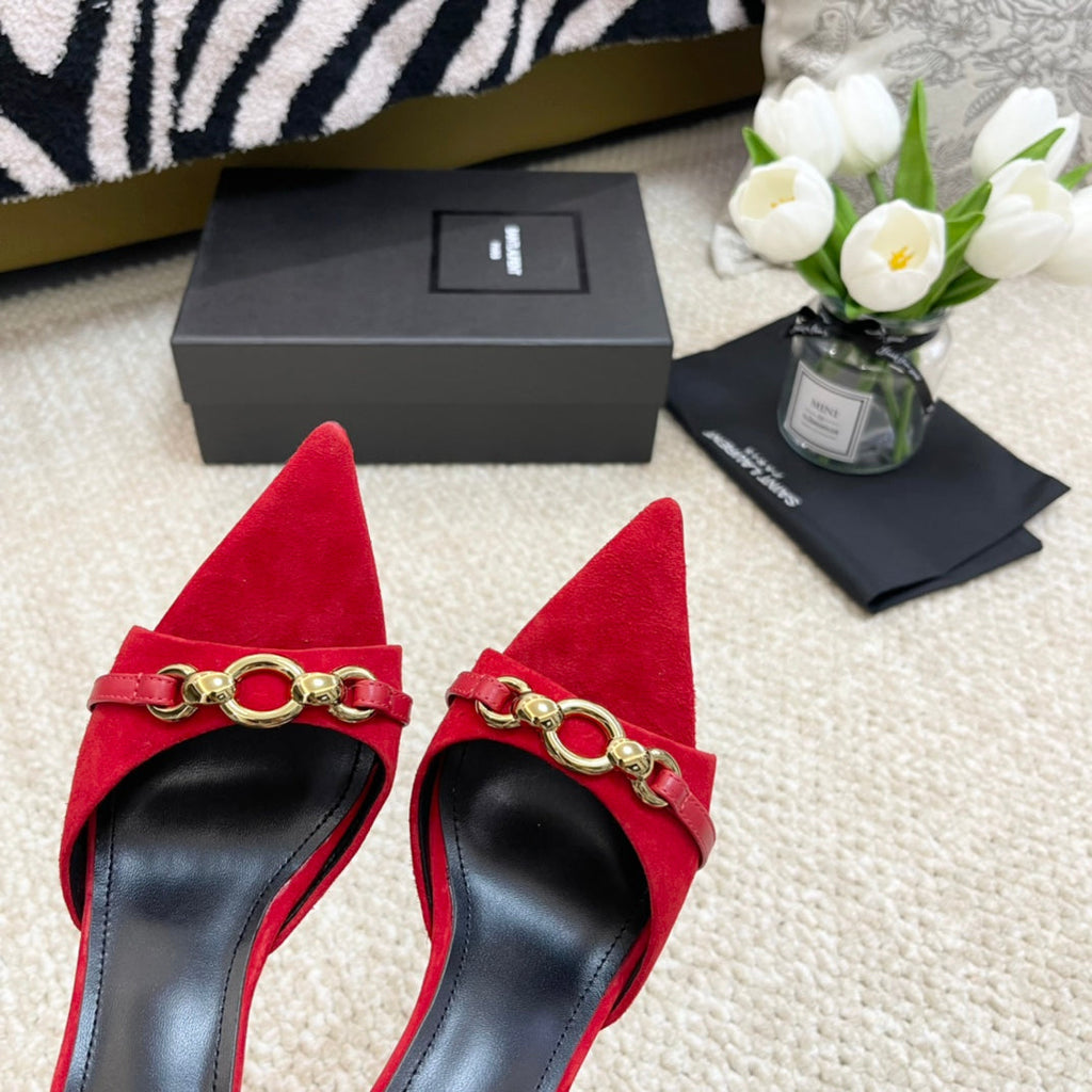 SL LINK MULES PUMP RED VELVET