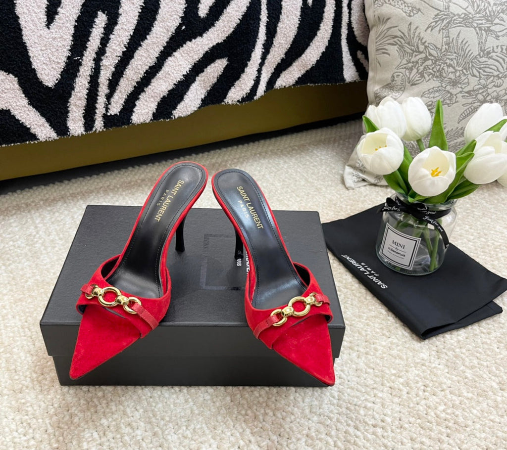 SL LINK MULES PUMP RED VELVET