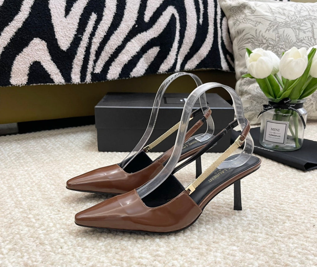 SL BLAKE SLINGBACK PUMPS CARAMEL CALFSKIN