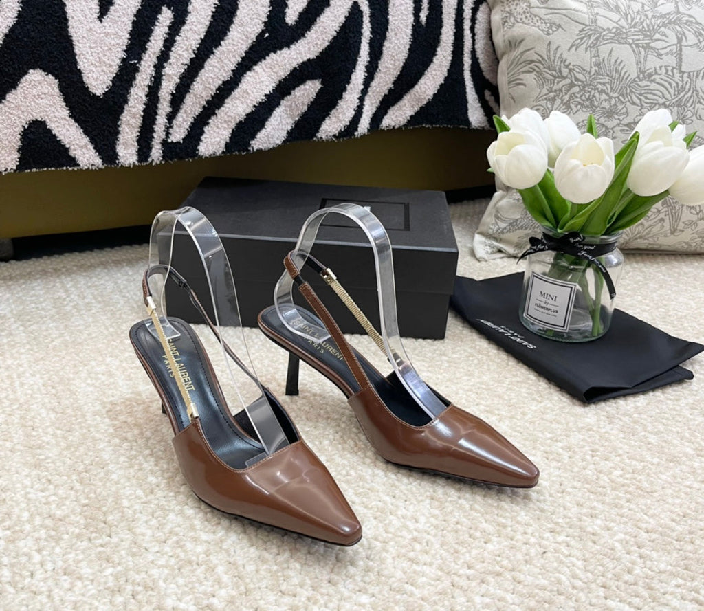SL BLAKE SLINGBACK PUMPS CARAMEL CALFSKIN