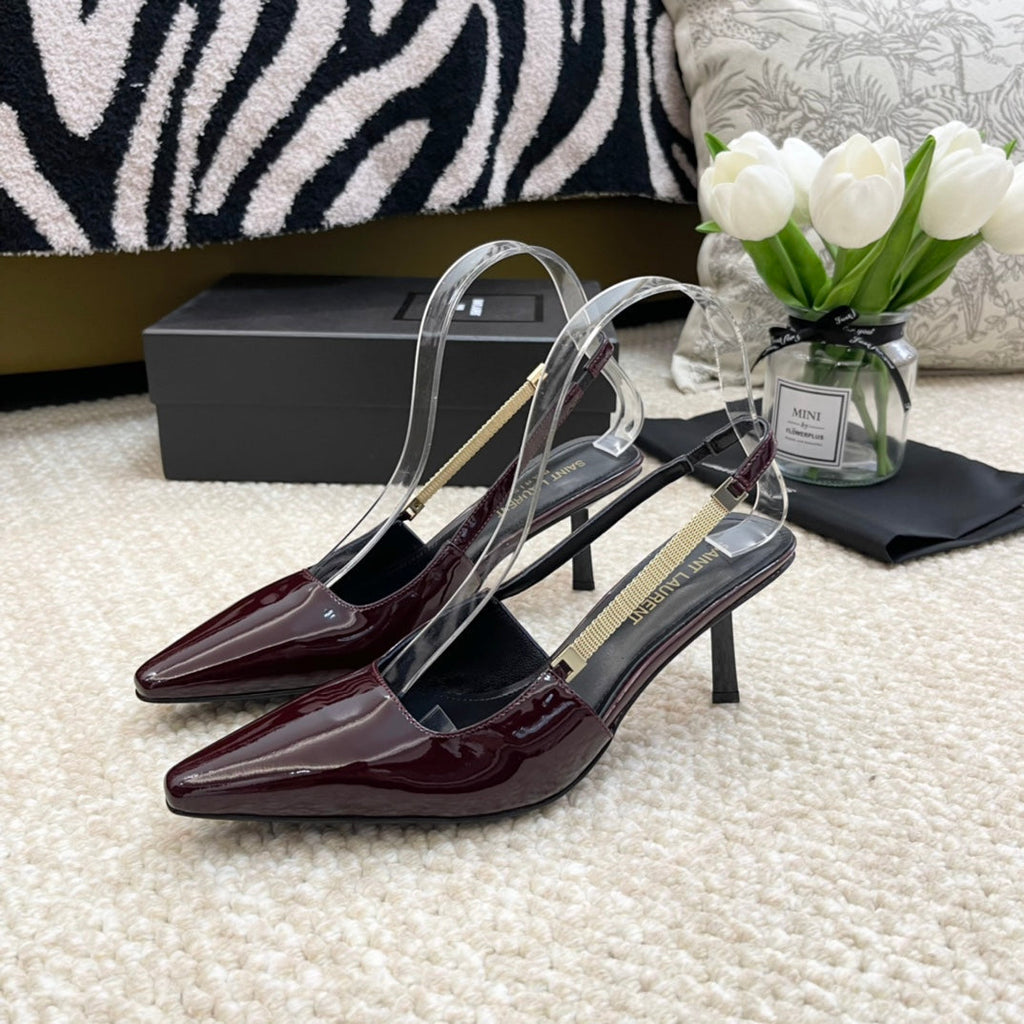 SL BLAKE SLINGBACK PUMPS MULBERRY CALFSKIN