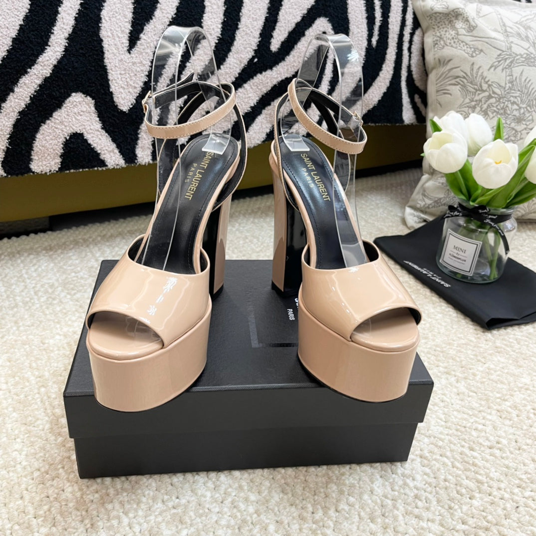 SL JODIE PLATFORM SANDALS BISQUE POLISHED CALFSKIN