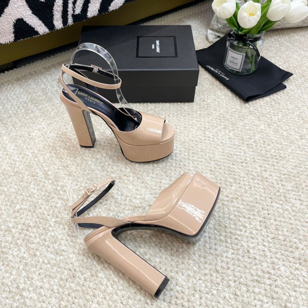 SL JODIE PLATFORM SANDALS BISQUE POLISHED CALFSKIN