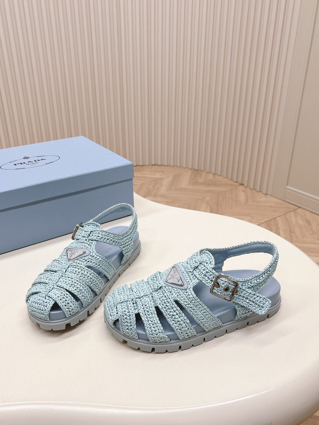 PRA RUBBER FISHERMAN SANDALS SKY LAMBSKIN