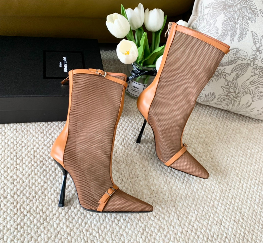 SL OXALIS BOOTIES IN TANGERINE MESH