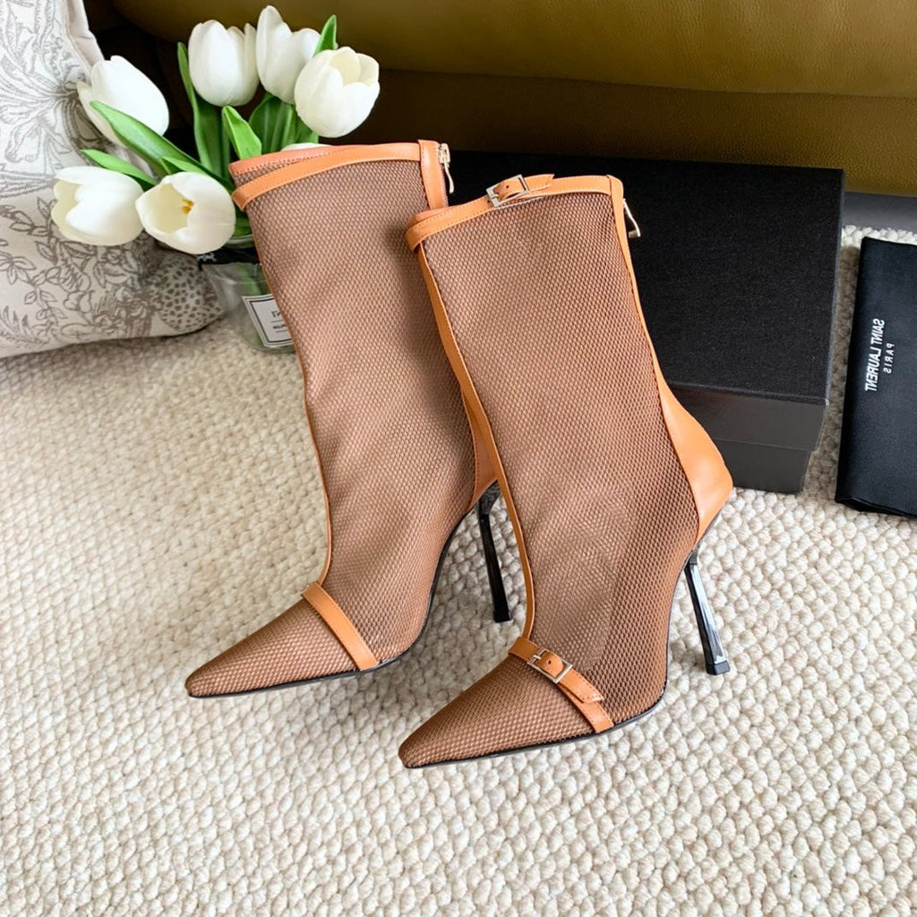 SL OXALIS BOOTIES IN TANGERINE MESH