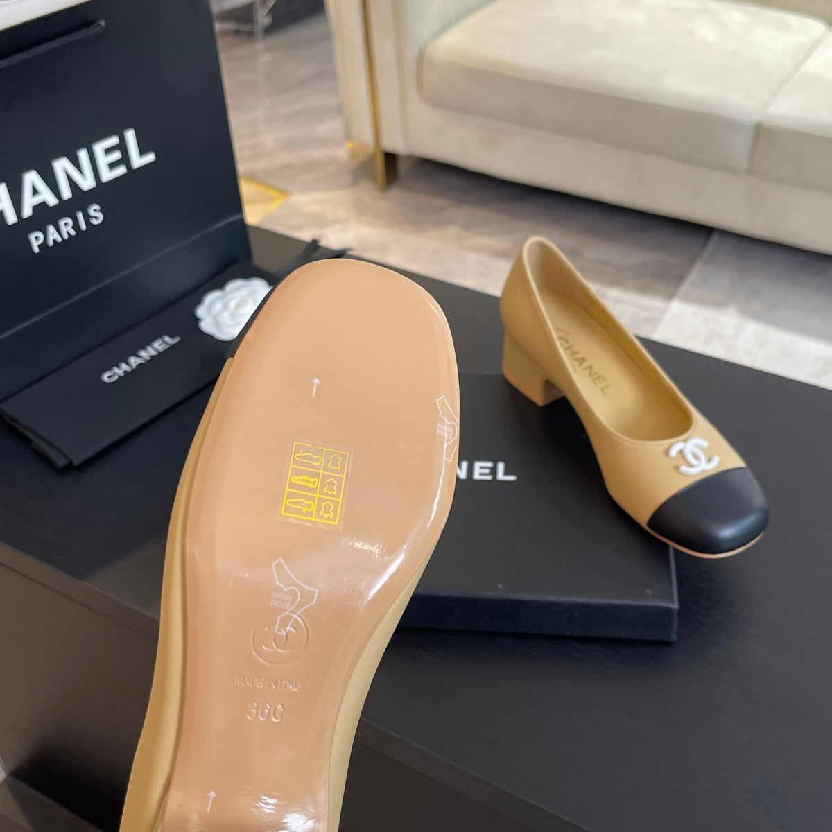 PUMP DARK CREAM MIX BLACK CALFSKIN