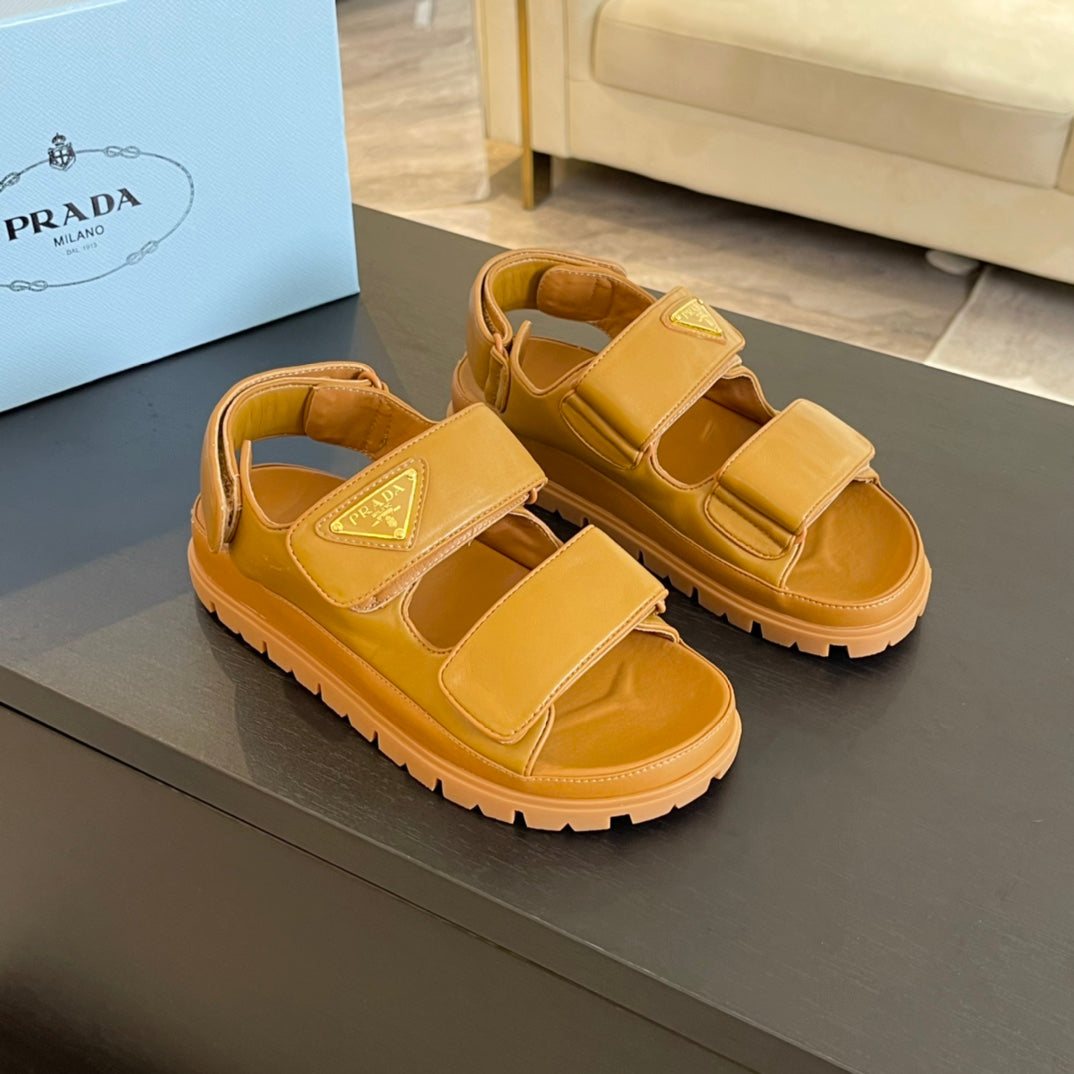PRA FLAT NAPPA SANDALS BRONZE LAMBSKIN