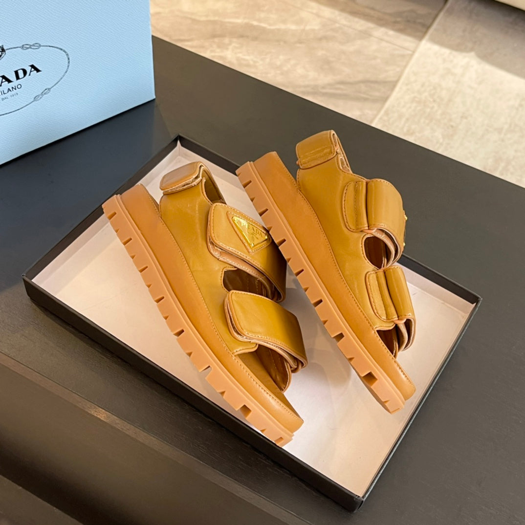 PRA FLAT NAPPA SANDALS BRONZE LAMBSKIN