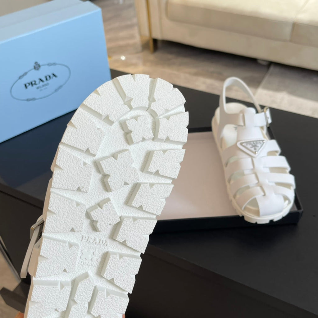 PRA RUBBER FISHERMAN SANDALS WHITE CALFSKIN