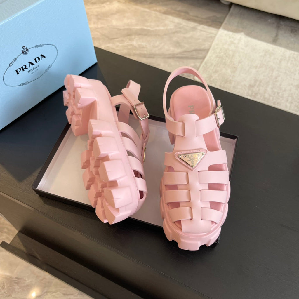 PRA RUBBER MONOLITH SANDALS LIGHT PINK CALFSKIN