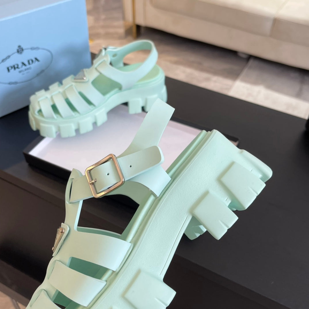 PRA RUBBER MONOLITH SANDALS MINT CALFSKIN