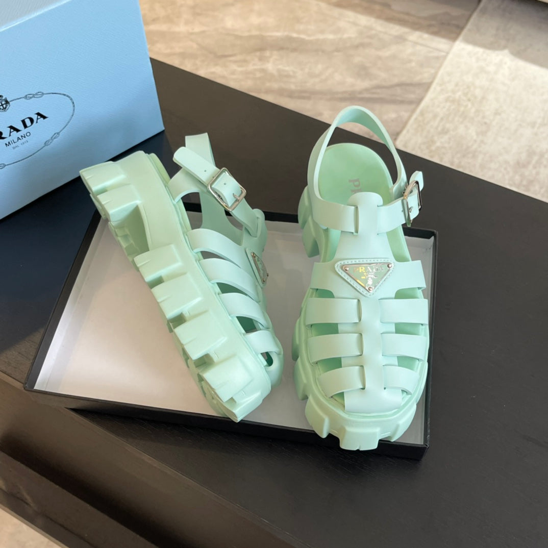 PRA RUBBER MONOLITH SANDALS MINT CALFSKIN
