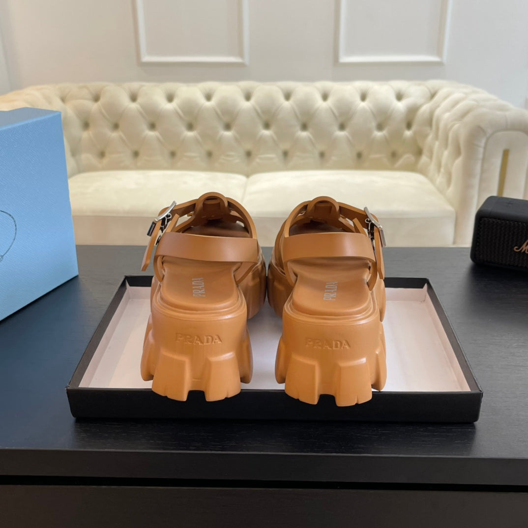 PRA RUBBER MONOLITH SANDALS BRONZE CALFSKIN