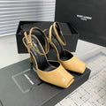SL FISH MOUTH SANDAL PUMP FLAX POLISHED CALFSKIN