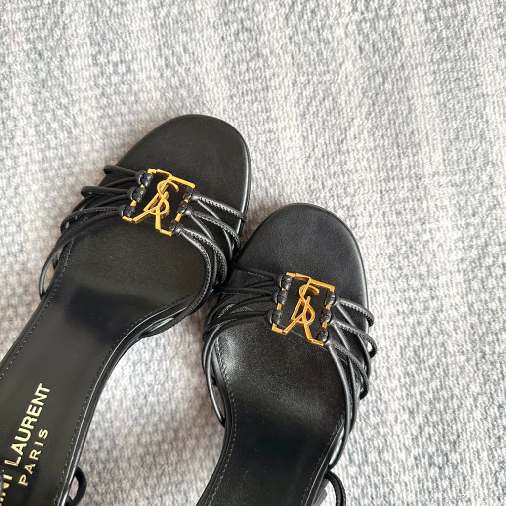 BABYLONE SANDALS 90 IN ALL BLACK LAMBSKIN