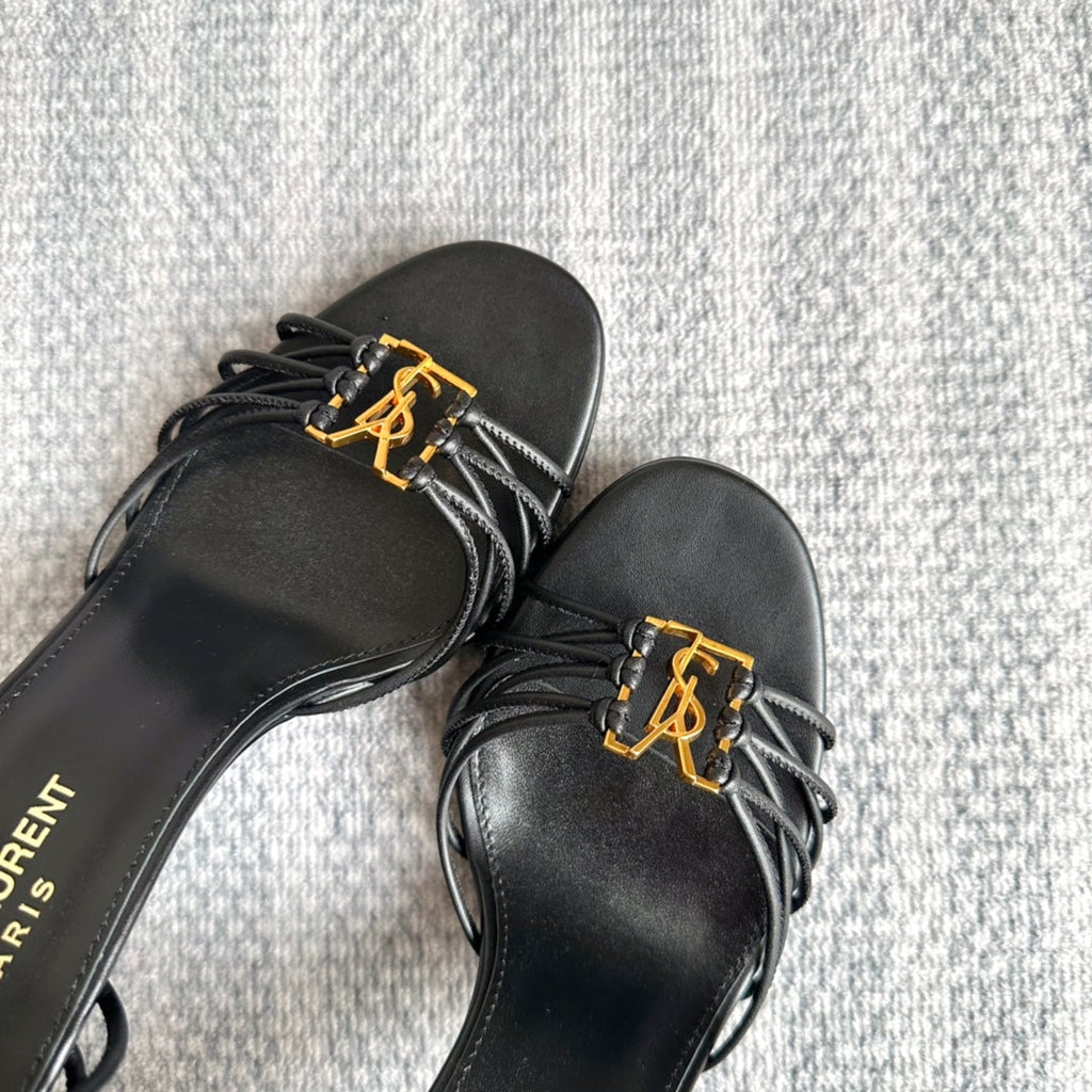BABYLONE SANDALS 90 IN ALL BLACK LAMBSKIN