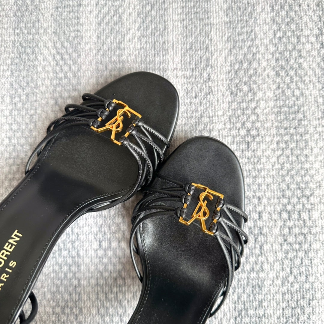 BABYLONE SANDALS 90 IN ALL BLACK LAMBSKIN