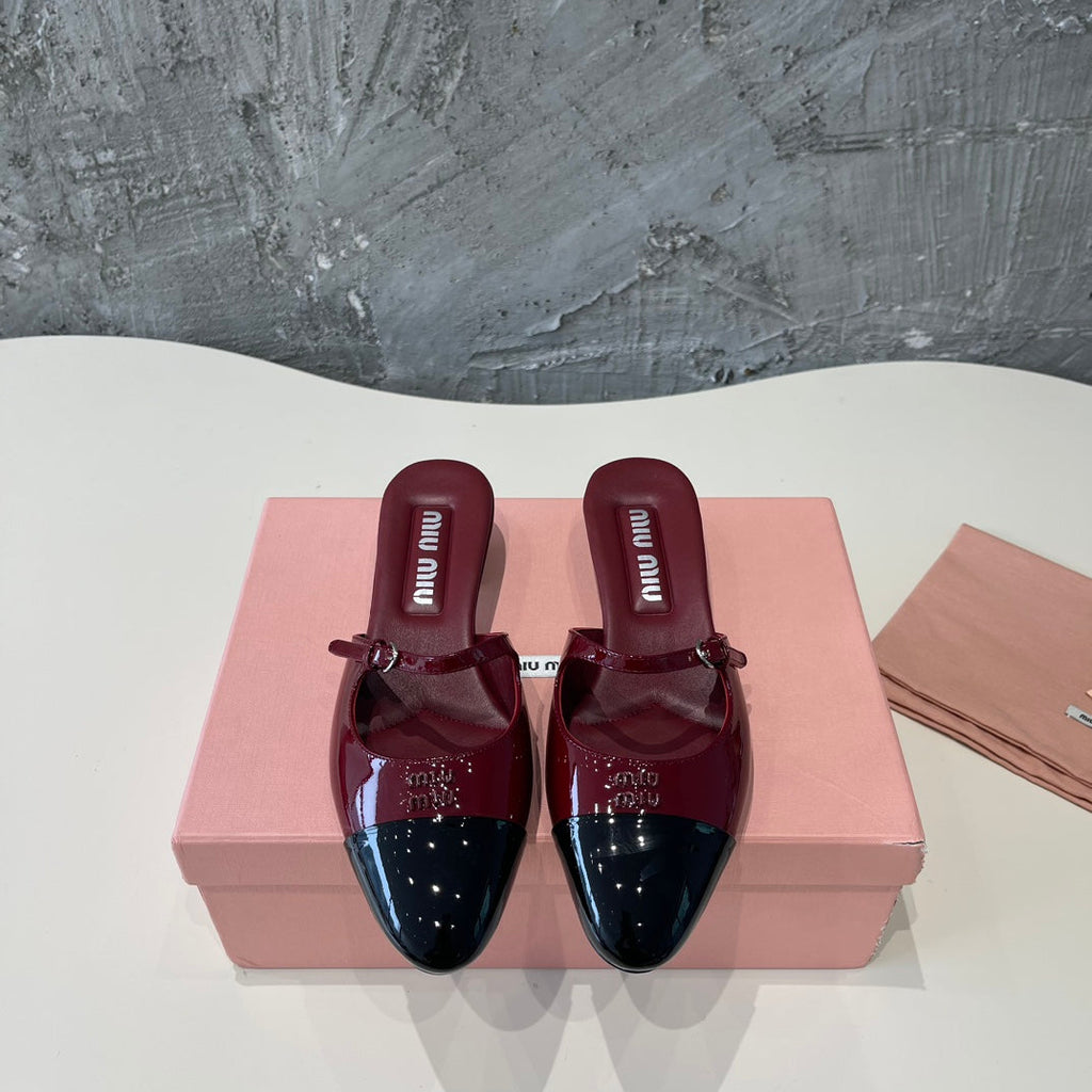 CAP TOE MULES RUBY COLOR SHEEPSKIN