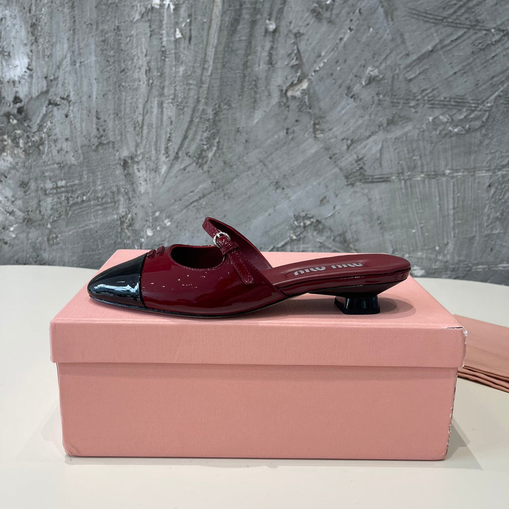 CAP TOE MULES RUBY COLOR SHEEPSKIN