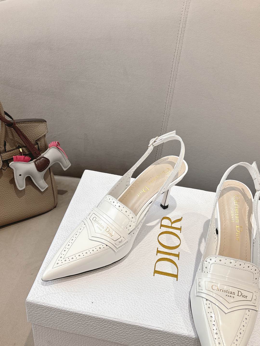 BOY SLINGBACK PUMP 35 MM IN WHITE CALFSKIN