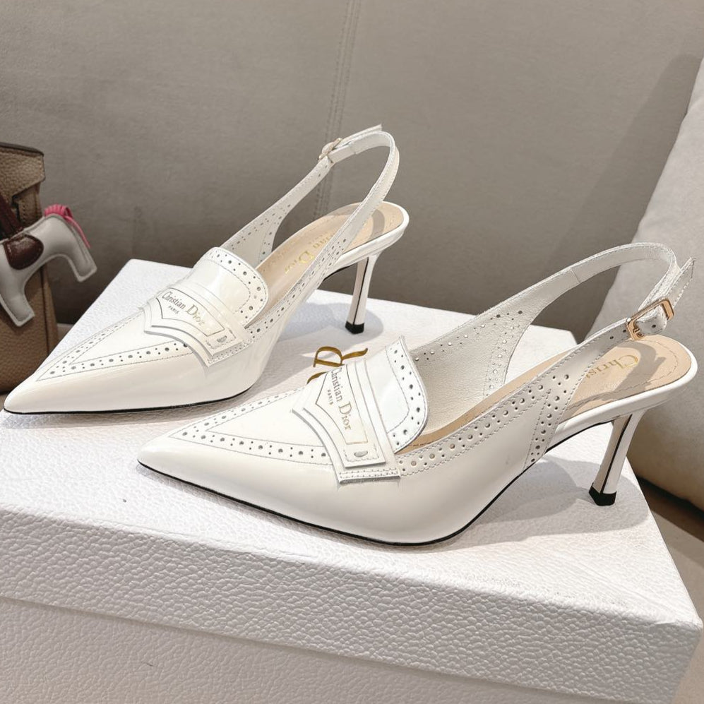 BOY SLINGBACK PUMP 35 MM IN WHITE CALFSKIN