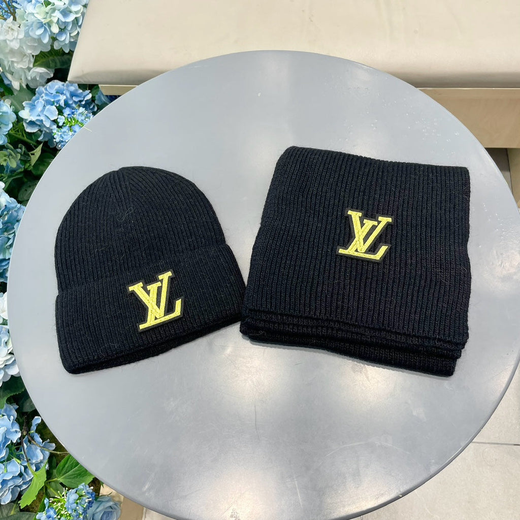 SET SCARF AND HAT IN BLACK WOOL 406533