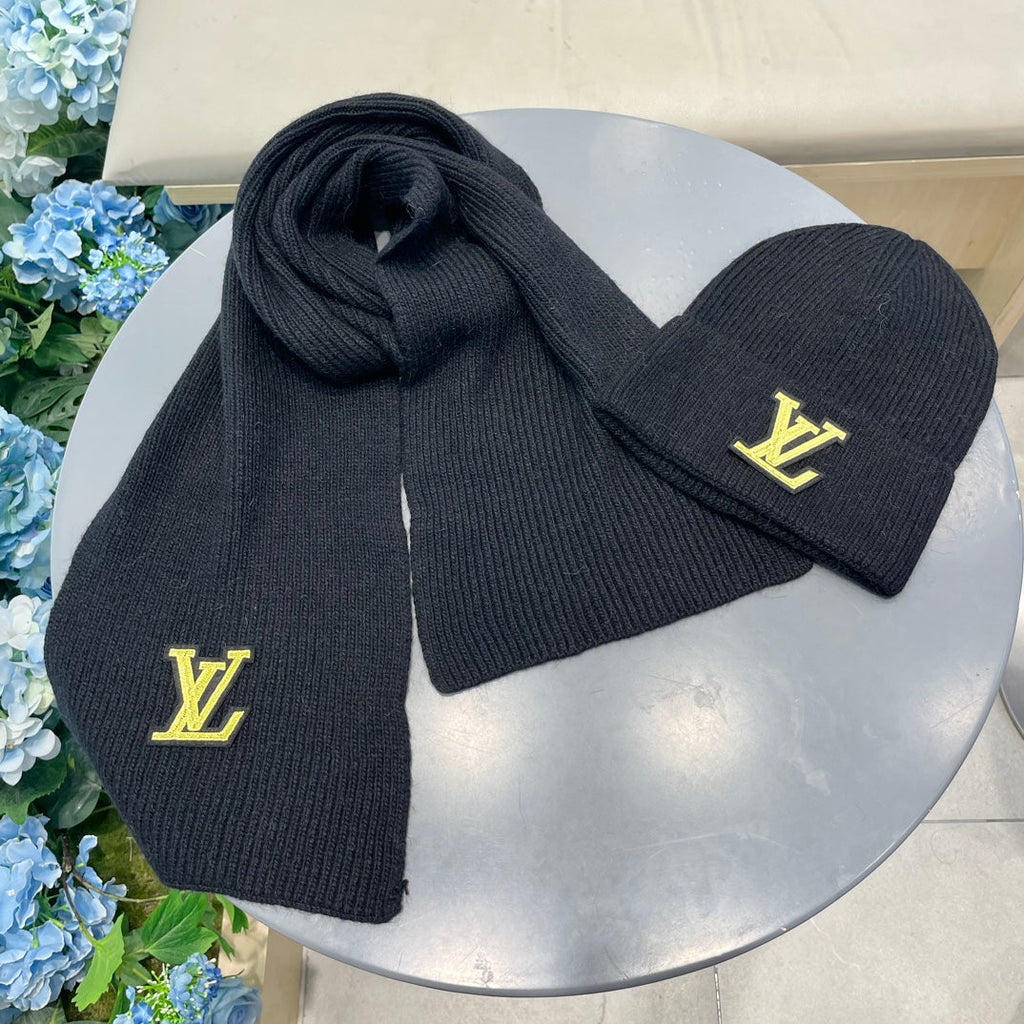 SET SCARF AND HAT IN BLACK WOOL 406533