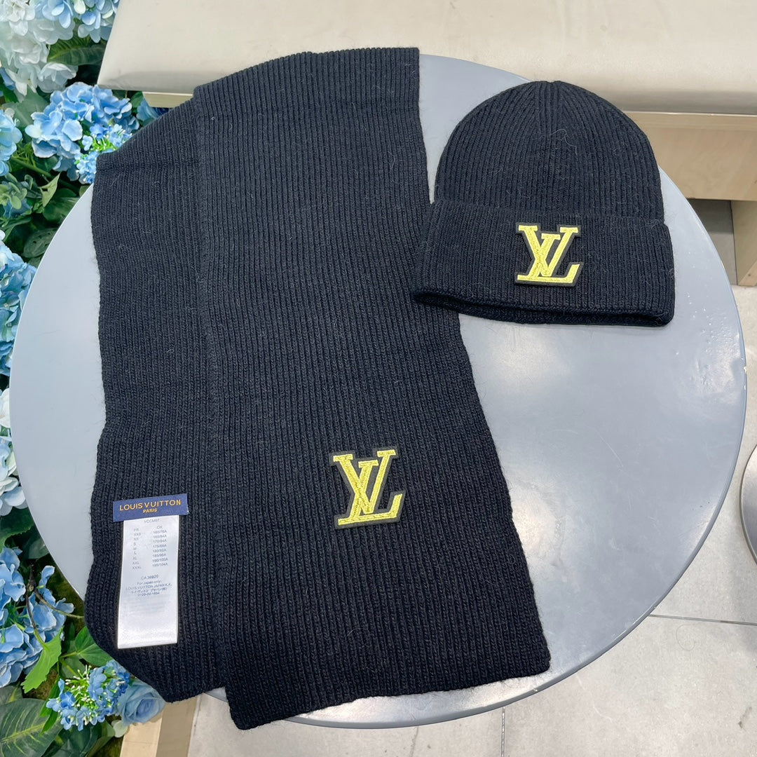 SET SCARF AND HAT IN BLACK WOOL 406533