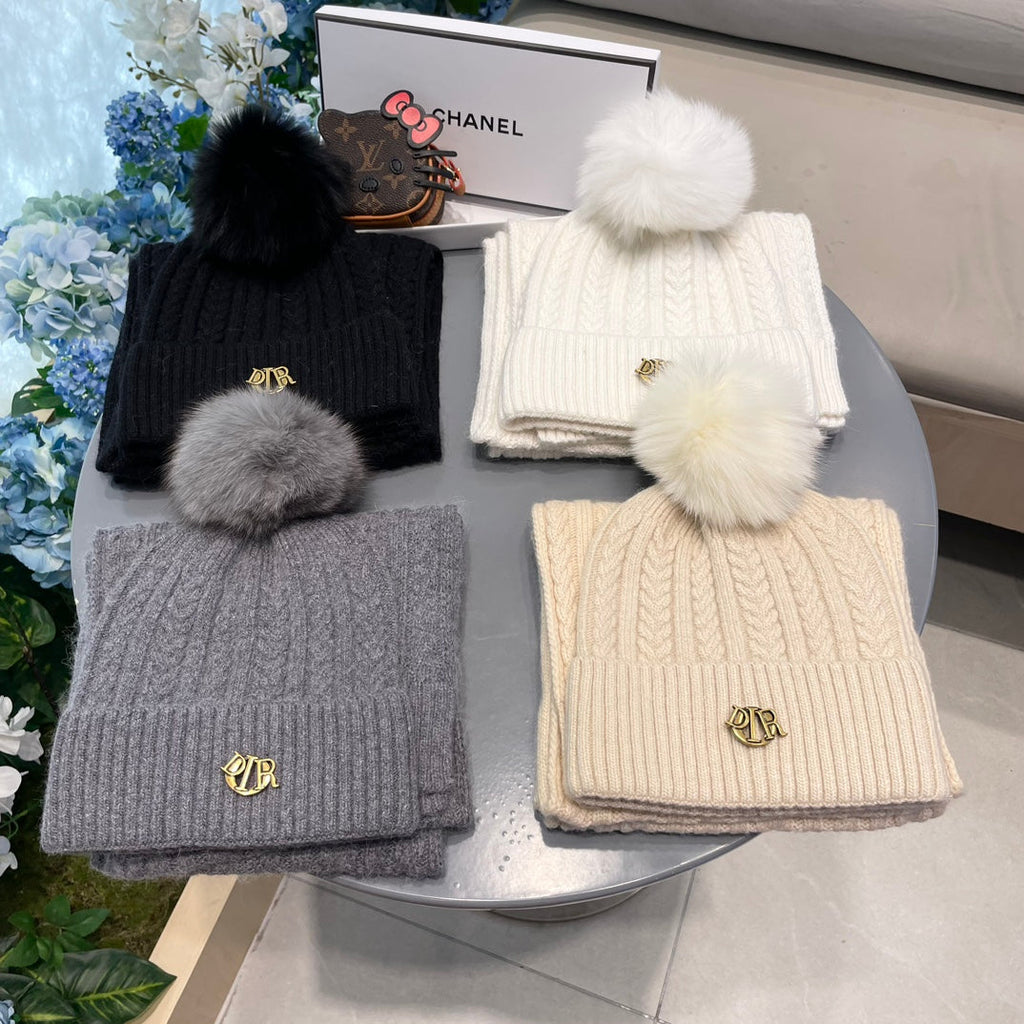 SET CLASSIC SCARF AND HAT IN GRAY CASHMERE AND RABBIT WOOL 433233