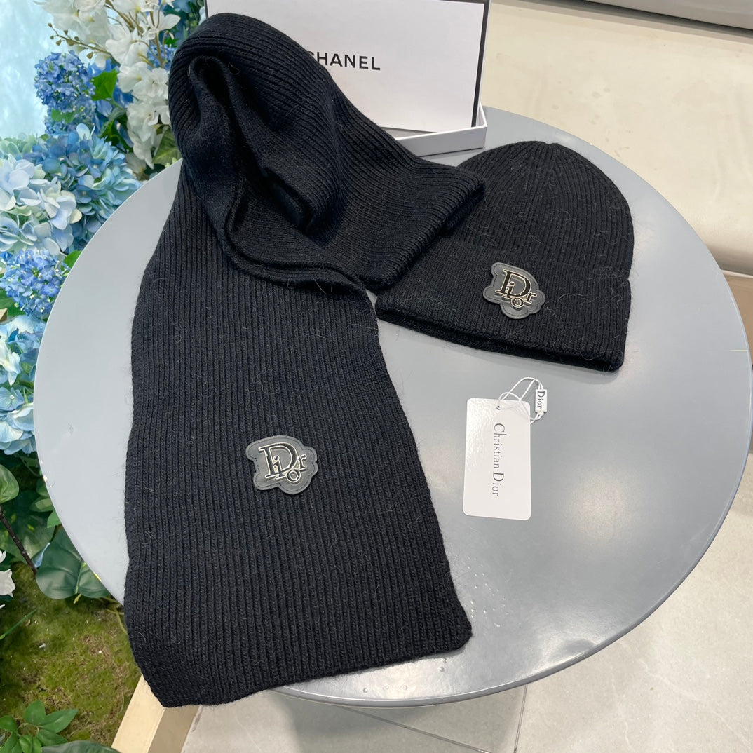 SET SCARF AND HAT IN BLACK CASHMERE WOOL 433243