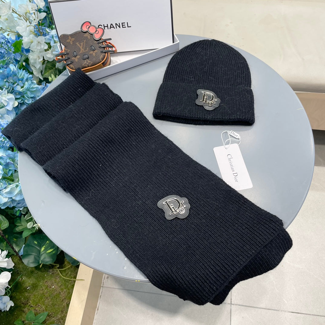 SET SCARF AND HAT IN BLACK CASHMERE WOOL 433243