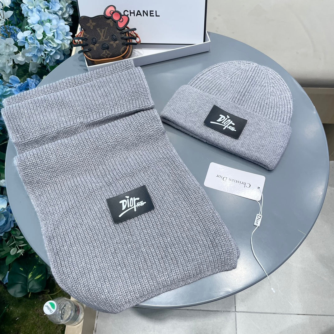 SET CLASSIC SCARF AND HAT IN GRAY RABBIT WOOL 434626